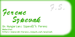 ferenc szpevak business card